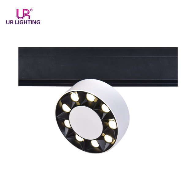 Forma circular Luz de pista magnética de rejilla blanca y negra 9W C242