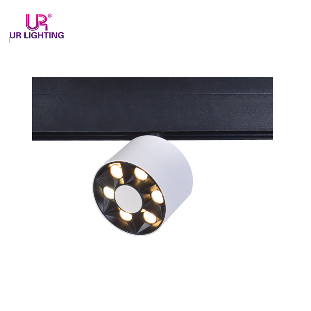 Forma circular Luz de pista magnética de rejilla blanca y negra 6W C242